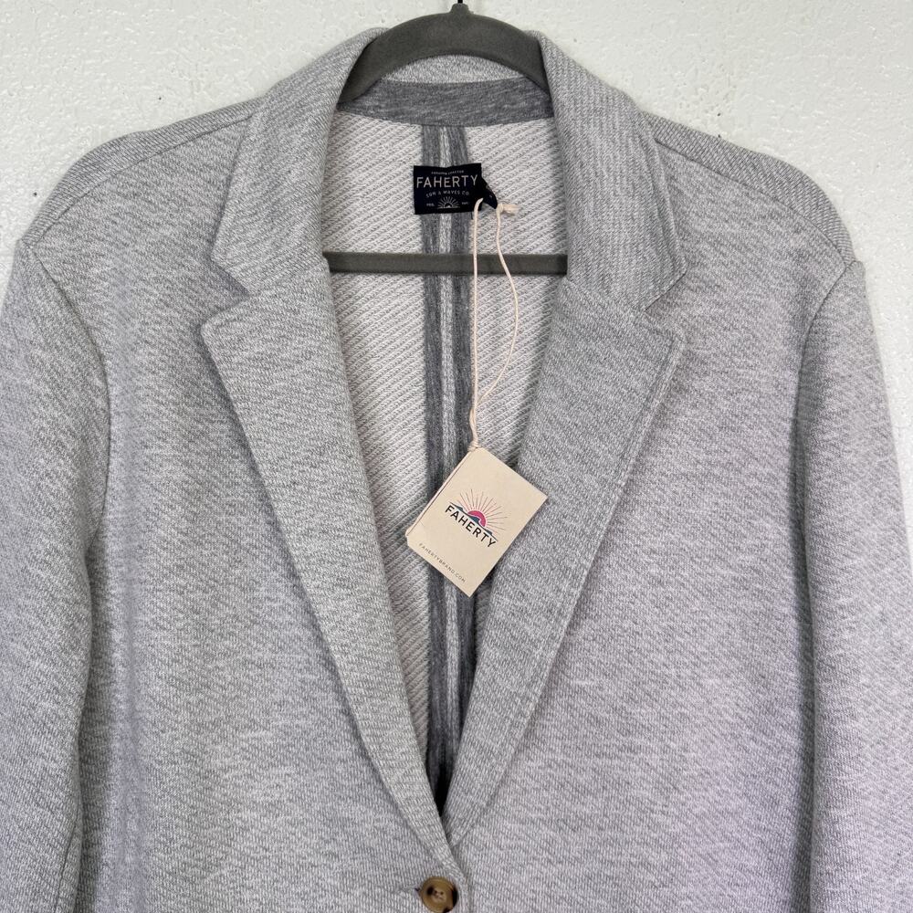 Faherty Inlet Knit Blazer WOMENS Large Jacket Sweatshirt Comfort Unlined Grey - Picture 4 of 8